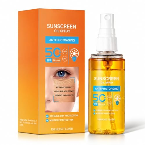 Sonnenschutz Sonnenspray LSF 50,Sonnenschutz Spray 50 Wasserfest,Sonnencreme Spray für Gesicht & Körper,Leichtes & Nährendes Sonnenöl mit UVA/UVB Schutz,Umfassenden Schutz,Kein Fettiger Rückstand
