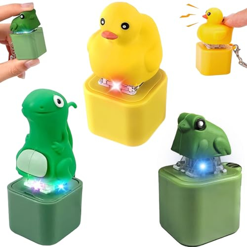 2PCS Porte-Clés Grenouille Coassante, Clavier de Clavier de canard Mignon, Porte-clés Grenouille avec Bouton Sonore, Jouet Anti-Stress Grenouille coassante, Frog Croaking Fidget Toy, pour Adultes (M2)