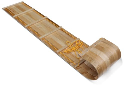 Flexible Flyer 6 Foot Classic Wood Toboggan Sled for 1 to 3 Riders (Natural) - Long Snow Sled for Adults & Kids Ages 5 and Up with Runner Handles and Pull Rope Included