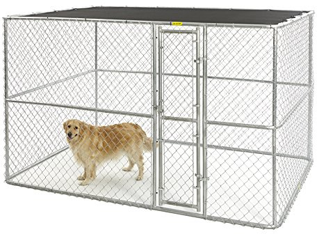 MidWest Homes for Pets Modèle K91066 Chenil portable en mailles de chaîne avec écran solaire, 304,8 x 182,88 x 182,88 cm, Argenté