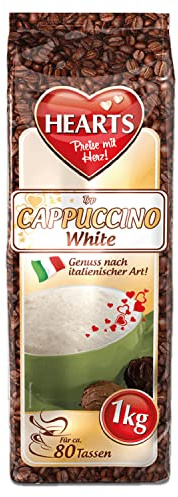 HEARTS Cappuccino White, 1kg Instant Kaffee, Getränkepulver für 80 Tassen, leicht löslich, Vanille Geschmack