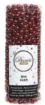 Decoris Perlenkette 8mm, Kunststoff 10m Lang Rot