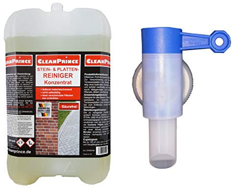 5 Litre cleanprince Stone Slab Cleaner and Tile in Canister Patio Pathways Exterior on Active Chlorine Base Wall Facade Concrete Cast Cleaning Green Rim Acid-Free Alkaline