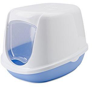 Katzentoilette DUCHESSE sweet blau / weiß 44,5 x 35,5 x 32 cm