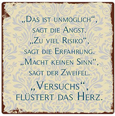 Interluxe Schild mit Spruch 20x20 METALLSCHILD Blechschild Dekoschild DAS IST UNMÖGLICH Geschenk Dekoration Shabby Vintage Geschenkidee Mitbringsel