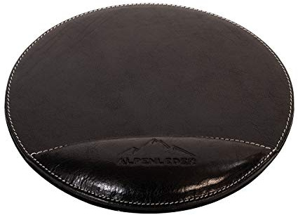 Alpenleder Mousepad - MEERSBURG (Handgefertigt) - Nachhaltiges Bio-Leder aus regionaler Landwirtschaft | Mauspad Gaming Leder, Mousepad mit Handauflage *Fair Produziert* (24cm, Ebenholz)