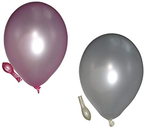 50 metallic Luftballons je 25 weiß & rosa Qualitätsballons 27 cm Ø (Standardgröße B85)