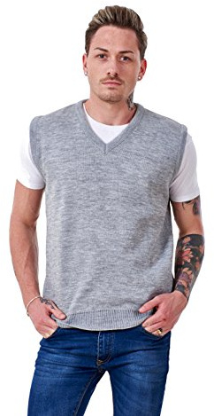 Malay Men’s Plain Knitted v Neck Classic Sleeveless Cardigans Tops Tank Jumpers Size S to 5XL