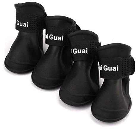 Scarpe di Moda Carino Cane Pet Supplies Pattini dell'animale Domestico Stivali da Pioggia Color Nero Size Small