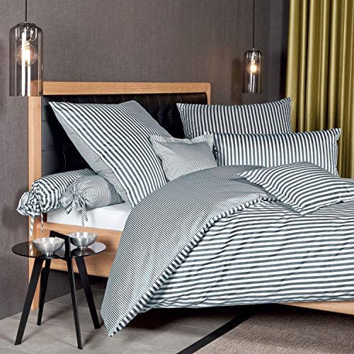 Janine Design Streifen-Bettwäsche modern Classic anthrazit Kissenbezug einzeln 40x80 cm