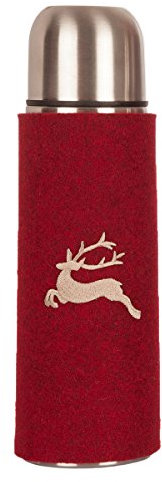 Trachten Thermoskanne - HIRSCH - anthrazit, rot