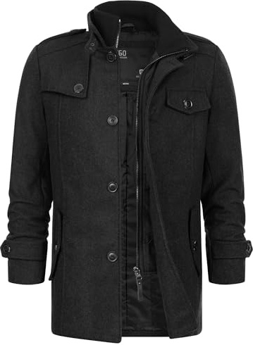Indicode Herren Brandon Winter-Wollmantel warmer Kurzmantel mit Stehkragen | Edler Wollmantel mit Stehkragen, Herrenmantel, Kurzmantel, Wintermantel, Businessmantel, Übergangsmantel für Männer