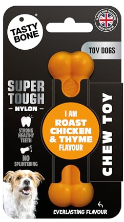 TastyBone Nylon Dog Chew Toy for Toy Dogs (Roast Chicken & Thyme) - Indestructible for Aggressive Chewers, Everlasting Flavour, Strong Healthy Teeth, Made in the UK
