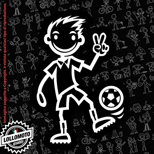Lollomoto Ragazzo Calciatore Stickman© 2.0 Bianchi e Neri Adesivi Famiglia Vetro Auto Stickers Family Stickers Family Decal