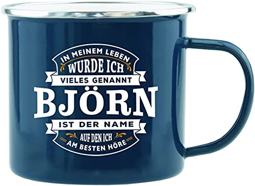 History & Heraldry Echter Kerl - Emaille Becher Björn - individuelle und personalisierte Tasse mit Name und Spruch