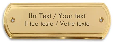 Personalisiertes Messingschild mit Gravur - 134 x 44 mm, rechteckig, rund - Türschild, Namensschild, Klingelschild aus Messing mit eigenen Texten