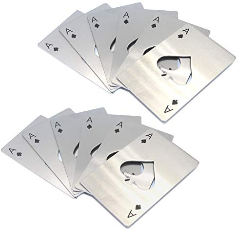 FGen 12PCS Spades A Bottle Opener Creative Poker Shaped Stainless Steel Opener Bottler Beer Starter Suitable For Wallet