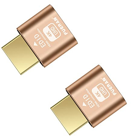 FUERAN HDMI Dummy Plug Headless Ghost Display Emulator Premium Aluminum PC HDMI-compatible(Fit Headless-1920x1080 New 4RD@60Hz) (4K-2P)