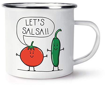 Let's Salsa Chilli Peppers Enamel Mug Cup