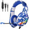 YONII Cuffie mimetiche da 3,5 mm, cuffie da gioco per computer con microfono Cuffie da gioco PS4 con pollo incandescente, con riduzione del rumore del microfono Cuffie da gioco per PSP, Blu