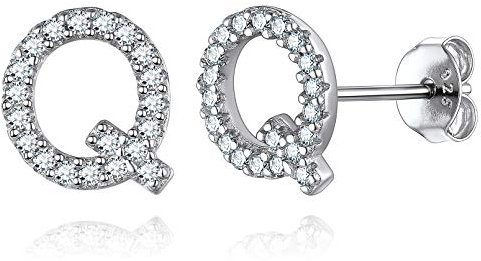 ChicSilver Damen Silber Initiale Anfangsbuchstabe Q Ohrstecker Frauen Ohrschmuck mit Zirkonia