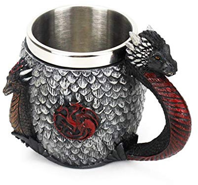 MOLUO Copa de Calavera Juego de Tronos Taza de la Casa Targaryen Sangre y Fuego del dragón Inoxidable Acero Resina Cerveza Jarra de Cerveza de 400 ml Taza de café (Color : 12)