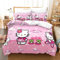 NICHIYOBI Hello Kitty Bettbezug Bettwäsche Set - Bettbezug und Kissenbezug,Mikrofaser,3D Digital Print dreiteiliger Bettwäsche (9,Single 135x200cm)