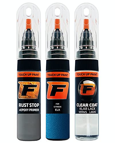 FIRANTO Kit de Pintura de Retoque Coche para Citroen ELX Bleu Electra, Set de Reparación de Rayones y Arañazos Incluye 15 ml Bolígrafo para Retocar Pintura Coche, Primer y Barniz