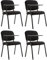 CLP 4er Set Stuhl Ken Mit Klapptisch Stoff I Gepolsterter Schulungsstuhl Mit Schreibtafel, Farbe:schwarz