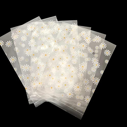 JIHUOO 100 Stück OPP Tüten Tütchen Cellophantüten Selbstklebend Plastiktüten Klein Flachbeutel Geschenktüten für Süßigkeiten Plätzchen Weiß