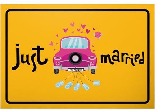 DankeDir! Just Married - 30 x 20 cm Schild lustiger Spruch - Requisiten Partydeko Hochzeitsdeko Fotobox - Hochzeitsgeschenk Hochzeit Brautpaar Hochzeitskarte Geschenk Deko Idee