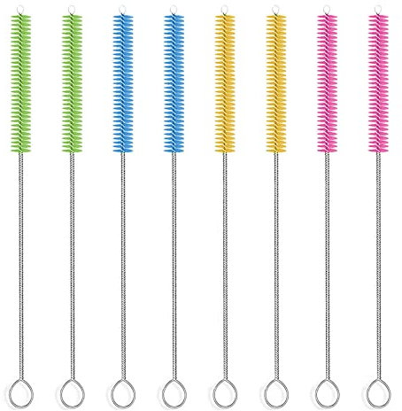Catelves 8 Stück 20 cm Lange Strohhalm Reinigungsbürste, Strohhalm Bürste, Flaschenbürste Dünn, Flaschenbürste, Reinigungsbürste Kaffeevollautomat, Reinigungsbürsten, Milchschlauchbürste
