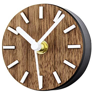 Valink Reloj de pared de madera, sin tictac, funciona con pilas, imán para nevera, cocina, simple y pequeño adhesivo redondo