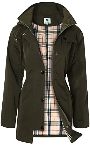 SaphiRose PONCHO Regenjacke Damen Wasserdicht Übergangsjacke Lang mit Kapuze Regenmantel Windbreaker Jacke mit Atmungsaktiv Futter Leicht für Frühling Sommer und Herbst Dunkelgrün S