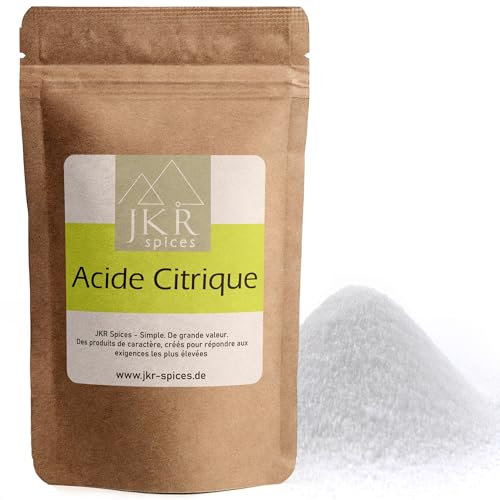 JKR Spices® 900g Acide Citrique en Poudre Qualité Alimentaire E330 | Acide Citrique comme Acidifiant et Conservateur pour la Cuisine et la Pâtisserie | Utilisé comme Détartrant