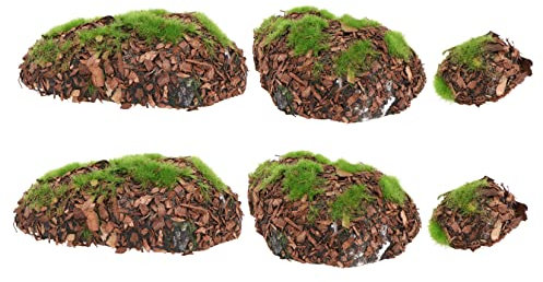 ABOOFAN 18 Pcs Artificial Moss Stone Moss Rocks Fake Moss Decor Accessories Moss Craft Planter Aquarium Moss Artificial Arrangements False Moss Tone Bonsai Crafts Flocking