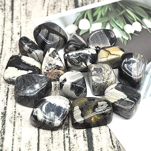 AZOOB Startseite Natürlicher Silberblatt-Jaspis-Kies, Probengröße, unregelmäßiger Trommelstein, Reiki-Kristall, Quarz, Aquarium-Heimdekoration ERTEYIN (Color : Silver Leaf Jasper, Size : 300G)
