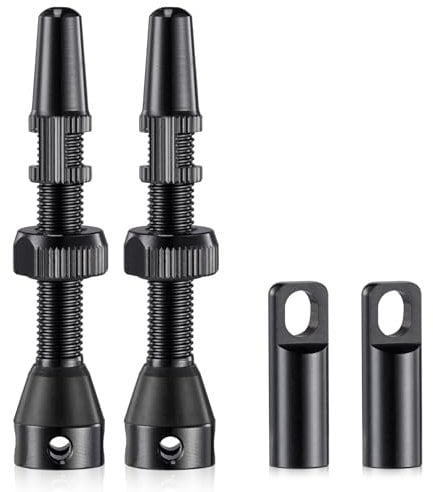 HZJD 2 Stück Presta Tubeless Ventile, Schwarz, Tubeless Vorbau(44 mm)