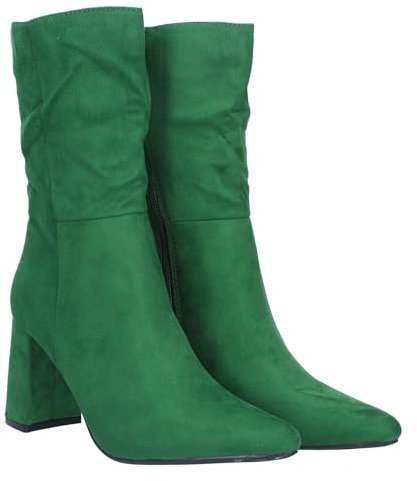 shoes&blues.es Stivale con tacco con stampa liscia e chiusura a zip, punta sottile. Stagione ottono inverno 2023, Verde, 37 EU