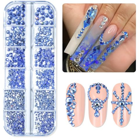 Makartt Rhinestones, Crystal Nail Gems, Flat Back Gems Crystal Nail Rhinestones for Nail, Nail Diamonds Stone Nail Charms DIY Crafts Makeup Nail Accessories