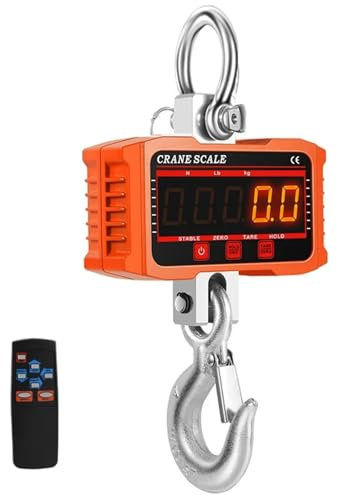 Crane Scale Digital Hanging Scale 1000kg 2200lb, Heavy Duty Industrial Crane Scale with Remote Control, High Accuracy Portable Electronic Hook Hanging Scale with LED Display for Farm Hunting Fishing