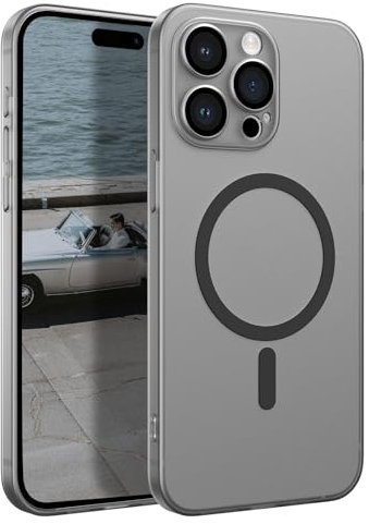 UEEBAI Ultra Thin Matte Clear Case for iPhone 13 Pro Max, 2023 New Wireless Charge Magnetic Case compatible with Magsafe Non-Yellowing Case Strong Magnet Cover Military Protection 6.7 inch- Black