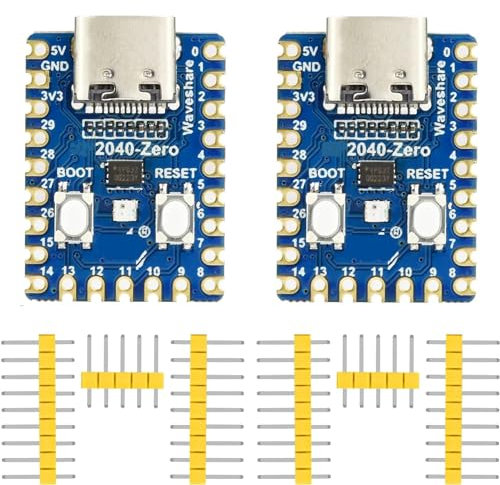 DUBEUYEW Raspberry Pi 2040-Zero Mini Microcontroller Board Based on the Raspberry-Pi 2040 Dual-core ARM Cortex M0+ Processor for C/C++/Python (2pcs)