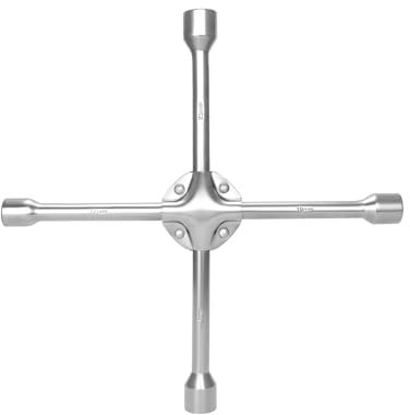 QWORK® Llave Cruzada Reforzada para Ruedas de Coche - Tamaños de Vasos 17 mm, 19 mm, 21 mm - Total 350 mm