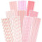 Gcardist Lot de 150 pailles jetables en papier rose (10 motifs)