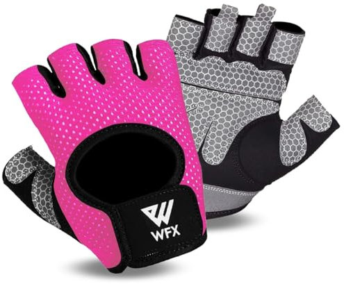 WESTWOOD FOX Fitness Handschuhe Atmungsaktive Trainingshandschuhe für Damen und Herren Gewichtheberhandschuhe Bodybuilding Gym Übung rutschfestes Crossfit Krafttraining (Pink Short Strap, L)