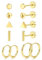 JeweBella 6 Paar G23 Titan Ohrringe für Damen, Herren, Kinder - Medizinische Hypoallergene Ohrstecker Set - Klein, Creolen, Gesundheitsstecker - Piercing Ohr in Silber/Gold/Schwarz