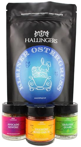 Hallingers Kleiner Ostergruß - blue - Ostern Wundertüte als Osterkörbchen, Oster Gewürze Avocado Ei & Kräuterquark (Set) - Geschenkideen Weihnachten & Geschenke Adventskalender | Glückwunsch Freundsch