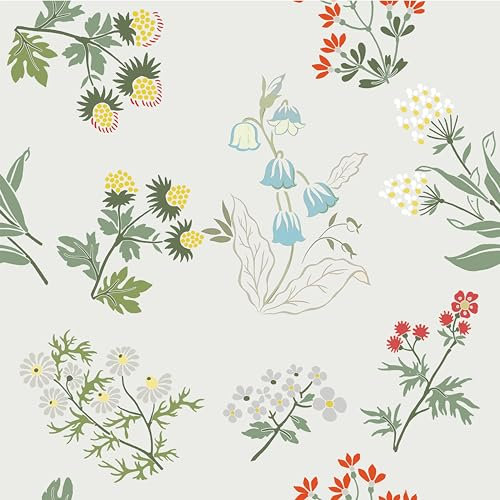 CHDITB Flower Self Adhesive Wallpaper,Botanical Wallpaper for Girl Bedroom(44x300cm) Floral Pattern Light green Series Wallpaper Peel and Stick,Floral Wall Paper for Bathroom,Kitchen Living Room