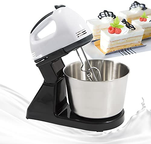 Küchenmaschine Knetmaschine 7 Geschwindigkeiten Kuchenmixer mit 1.7L Edelstahl-Rührschüsseln Multifunktions Rührgerät Rührmaschine Standmixer Kuchen 100W